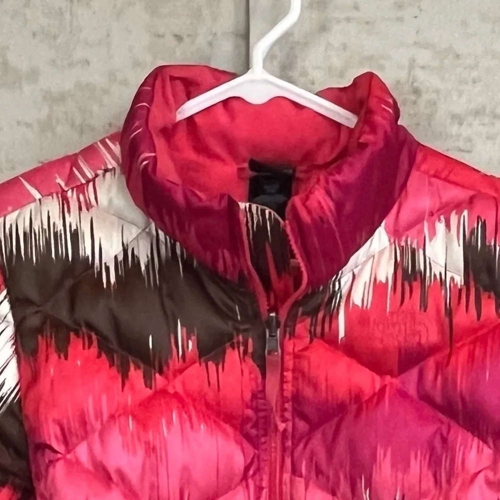 The North Face Girls XL 18 550 Fill Pink Brown White Down Ski Jacket Snowboard
